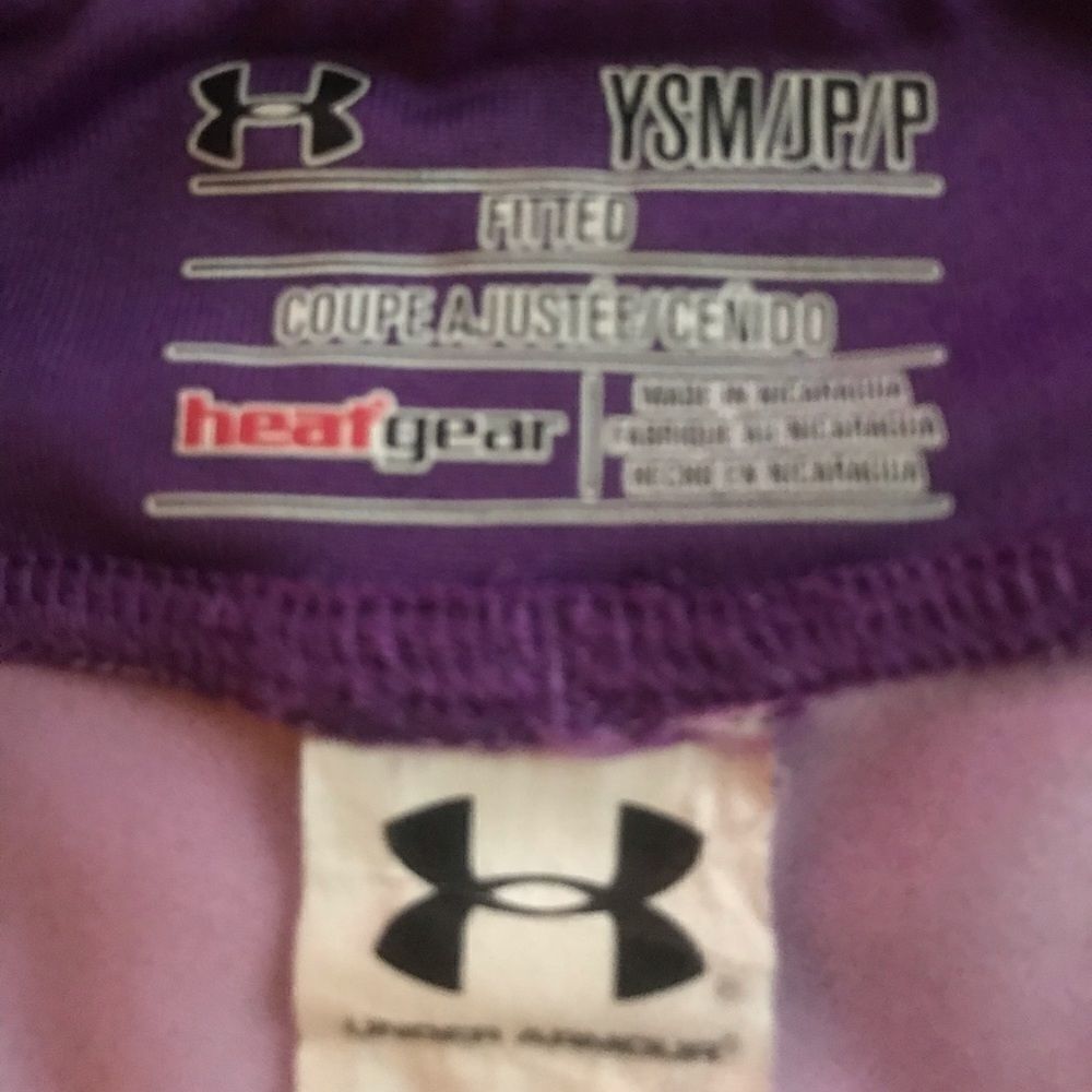 Under Armour Heat Gear Youth Small Purple Leggings by Under - Picture 3 of 3